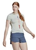 adidas Bisiklet Yaka Desenli Yağ Yeşili Kadın T-Shirt HF9288 AGRAVIC SHIRT W