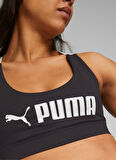 Puma Siyah Kadın U Yaka Baskılı Sporcu Sütyeni 52219201-Mid Impact Puma Fit Bra