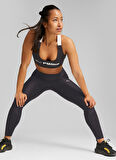 Puma Siyah Kadın U Yaka Baskılı Sporcu Sütyeni 52219201-Mid Impact Puma Fit Bra