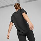 Puma Bisiklet Yaka Düz Siyah Kadın T-Shirt 67306601 EVOSTRIPE Tee