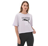 523220-68 Puma Womens Graphıc Boxy Crop Tee Show Up Spr Kadın T-Shirt Gri