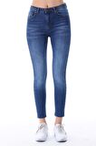 Cedy Denim Kadın Hafif Likralı Skinny Fit Paça Detaylı Pantalon
