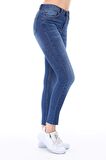 Cedy Denim Kadın Hafif Likralı Skinny Fit Paça Detaylı Pantalon