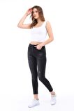 Cedy Denim Kadın Hafif Likralı Skinny Fit Paça Detaylı Pantalon