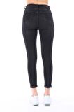 Cedy Denim Kadın Hafif Likralı Skinny Fit Paça Detaylı Pantalon
