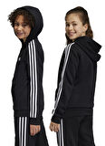 adidas Fermuarlı Yaka Düz Siyah Erkek Eşofman Üstü HR6331 U 3S FL FZ HOOD