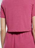 Reebok Yuvarlak Yaka Düz Pembe Kadın T-Shirt IC1259 RI BL Crop Tee