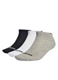 adidas Gri  -  Beyaz  -  Siyah Unisex 3lü Spor Çorap IC1300 T LIN LOW 3P