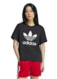 adidas Siyah Kadın Yuvarlak Yaka Normal Kalıp T-Shirt IU2422 TRFL