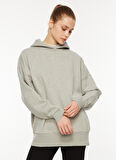 Reebok Gri Melanj Kadın Yuvarlak Yaka Sweatshirt IL2107 LUX OVERSIZED HOODIE