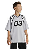 adidas Baskılı Gri - Siyah - Beyaz Erkek Çocuk T-Shirt JC7323-OV JERSEY TEE