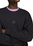 IX1261 M A SZN FT CRW Siyah Erkek Yuvarlak Yaka Loose Fit Sweatshirt