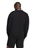 IX1261 M A SZN FT CRW Siyah Erkek Yuvarlak Yaka Loose Fit Sweatshirt