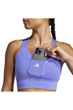 Kadın Run Pocket Medium-Support Sporcu Sütyeni Mavi BRA IW5331