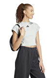 adidas JC5067 W CE G CRO TEE Gri Yuvarlak Yaka Crop Düz Kadın T-Shirt
