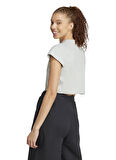 adidas JC5067 W CE G CRO TEE Gri Yuvarlak Yaka Crop Düz Kadın T-Shirt
