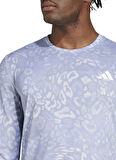 adidas JD7770 OTR E AOP LS M Mavi Yuvarlak Yaka Regular Fit Desenli Erkek T-Shirt
