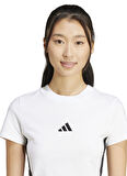 JE1239 W 3S SJ BABY T Beyaz Kadın Slim Fit Düz T-Shirt