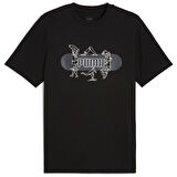 Graphics Skateboard Erkek Siyah Günlük Stil T-Shirt 68345901