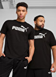 68253201 ESS No. 1 Logo Tee PUMA Bl Siyah Yuvarlak Yaka Regular Fit Baskılı Erkek T-Shirt