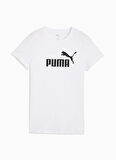 68237002 ESS No. 1 Logo Tee PUMA Wh Beyaz Yuvarlak Yaka Regular Fit Baskılı Kadın T-Shirt