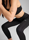 52589901 W TAD ESSENTIAL TIGHT - HW Siyah Lastikli Bel Slim Fit Blok Desenli Kadın Tayt