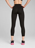 52589901 W TAD ESSENTIAL TIGHT - HW Siyah Lastikli Bel Slim Fit Blok Desenli Kadın Tayt