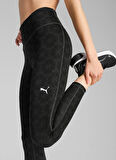 52590101 W TAD GRAPHIC TIGHT - 7/8 Siyah Lastikli Bel Slim Fit Kadın Tayt