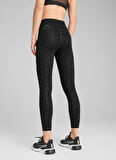 52590101 W TAD GRAPHIC TIGHT - 7/8 Siyah Lastikli Bel Slim Fit Kadın Tayt
