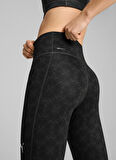 52590101 W TAD GRAPHIC TIGHT - 7/8 Siyah Lastikli Bel Slim Fit Kadın Tayt