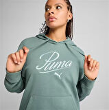 Puma SCRIPT Comfort Hoodie Kadın Yeşil Spor Sweatshirt - 684983 30