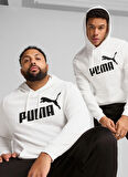68257202 ESS No. 1 Logo Hoodie TR P Beyaz Kapüşon Yaka Lastikli Bel Regular Fit Baskılı Erkek Sweatshirt