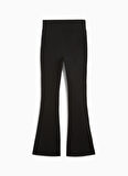 63154201 ESS High-Waist Flared Legg Siyah Lastikli Bel Slim Fit Kadın Tayt
