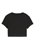 Puma 52680501 W PUMA STRONG TEE - SHORT Siyah Yuvarlak Yaka Crop Düz Kadın T-Shirt
