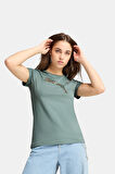 Kadın Graphics Floral Cat Logo Tee T-Shirt - Yeşil | M