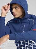 63061504 BMW MMS HOODED SWEAT JACKE Mavi Kapüşonlu Normal Bel Regular Fit Erkek Zip Ceket