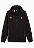 63018201 Ferrari Race Sweatjacket P Siyah Kapüşon Yaka Regular Fit Erkek Zip Ceket