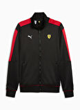 63019401 Ferrari Race MT7 Jacket PU Siyah Kapüşon Yaka Regular Fit Erkek Mont