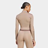 adidas Hyperglam Rib Zip Thru Kadın Kahverengi Antrenman Eşofman Üstü