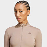 adidas Hyperglam Rib Zip Thru Kadın Kahverengi Antrenman Eşofman Üstü