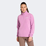 adidas Multi Essentials 1-2 Zip Fleece Kadın Mor Yürüyüş Polar