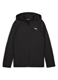 Puma Fermuarlı Yaka Düz Siyah Erkek Çocuk Eşofman Üstü 68886301-EVOSTRIPE Full-Zip Hoodie
