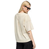 Her Oversized Kadın Bej Günlük Stil T-Shirt 68814887