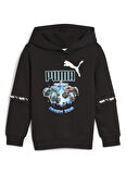 Puma Baskılı Erkek Çocuk Siyah Sweatshırt 63239601-PUMA X HOT WHEELS Graphic