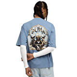 Graphic Tee Erkek Mavi Günlük Stil T-Shirt 63211834