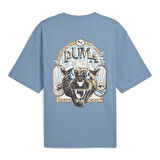 Graphic Tee Erkek Mavi Günlük Stil T-Shirt 63211834