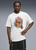 Puma 63289101 Hoopaverse Tee 3 PUMA Whit Beyaz Yuvarlak Yaka Regular Fit Baskılı Erkek T-Shirt