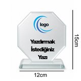 İstediğiniz Yazı ve Logo Basılabilir İsme Özel Kristal Cam Plaket