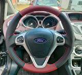 FORD FİESTA 2011 ARACA ÖEL DİKMELİ DİREKSİYON KILIFI(NOKTALI-VİŞNE)
