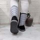 Benetton 50027 Gri-Siyah İçi Kürklü Fermuarlı Kaymaz Kadın Kar Botu